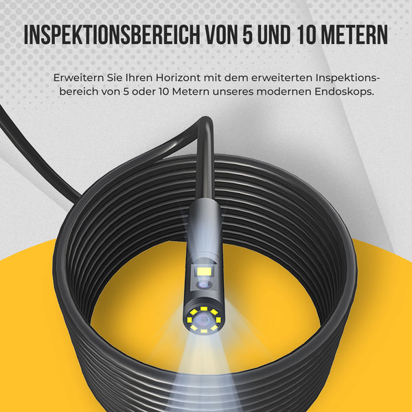 Webvision Endoskop Inspektionskamera - Kanalkamera - FHD Dreifachlinse - 4,5-Zoll-Bildschirm - 5-10m Kabel - 8mm - IP68