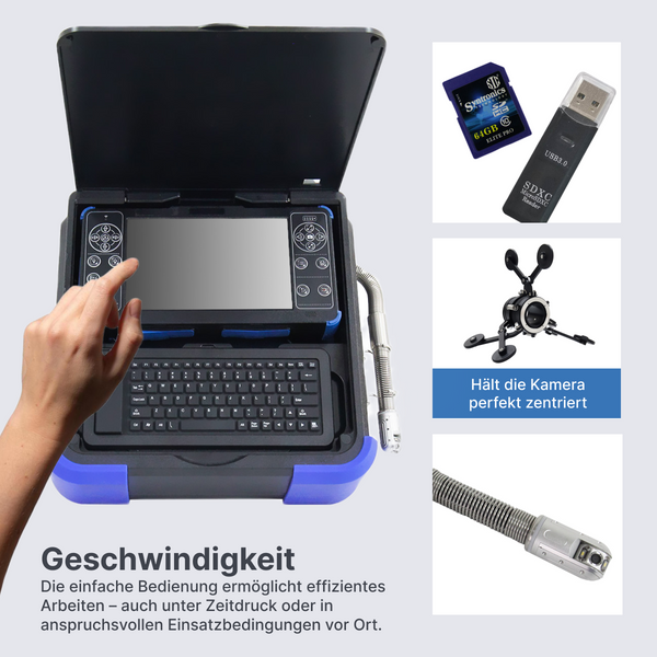 Webvision Professionelle HD-Inspektionskamera – 360° Pan/Tilt – mit Meterzähler – IP68