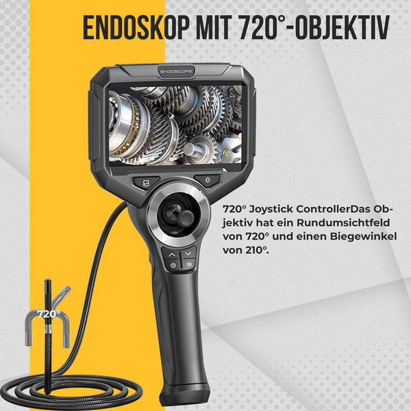Webvision Endoskop Inspektionskamera - 720° beweglicher Kopf - 6mm - Kanalkamera - 5,0-Zoll-IPS-Bildschirm - IP68 - SD-Karte