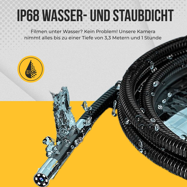 Webvision Endoskop Inspektionskamera - 720° beweglicher Kopf - 6mm - Kanalkamera - 5,0-Zoll-IPS-Bildschirm - IP68 - SD-Karte