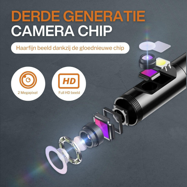 Industriële Endoscoop Dual Lens - 5M Kabel - FullHD - 5.5mm - 4.3" Scherm - IP68 - Incl. Micro SD Kaart 32GB - Endoscoopwereld.nl