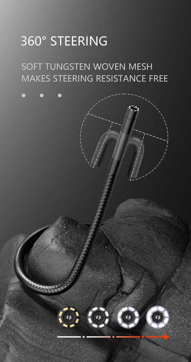 Endoskop-Inspektionskamera, 2-Wege-Artikulations-Industrie-Endoskop mit  360-Grad-Rotationsobjektiv und LED-Licht, WiFi-Verbindung, Wasserdicht