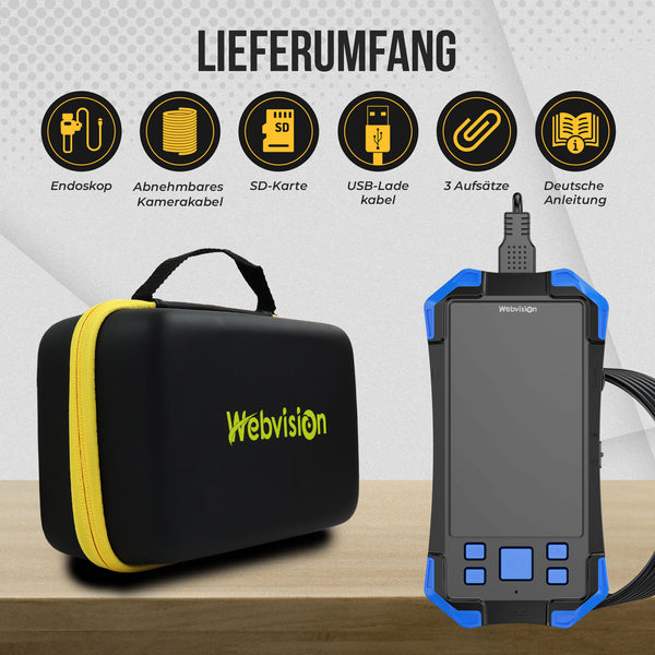 Webvision WVT20 Inspektionskamera – 5 MP Autofokus – 4,5" IPS – IP68 – 2/5/10 m